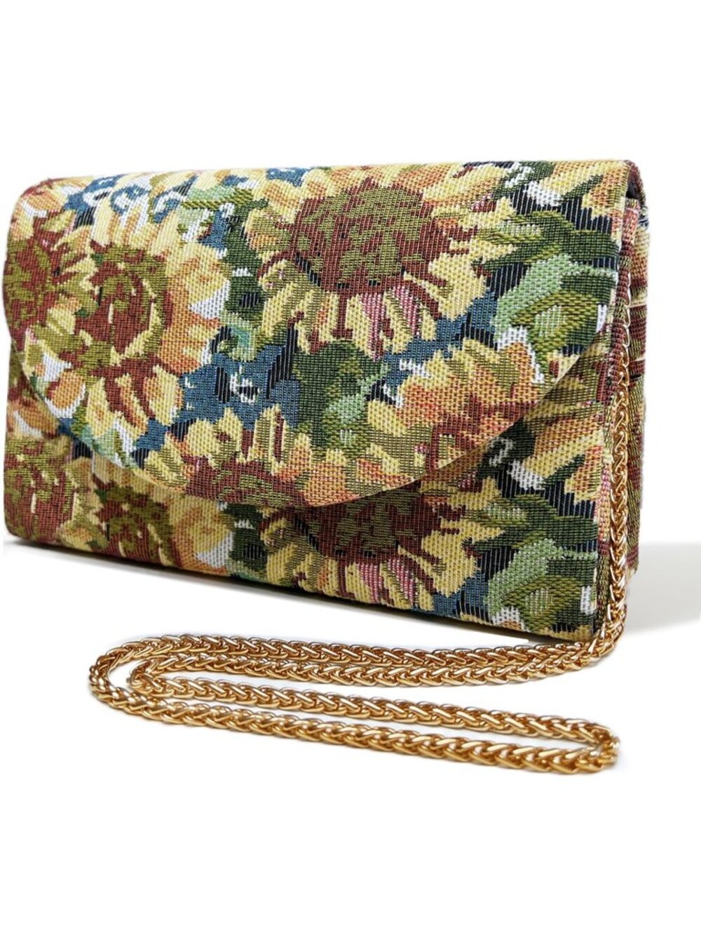Women's Sunflower Sparkling Envelope Purse Detachable Chain Evening Bag